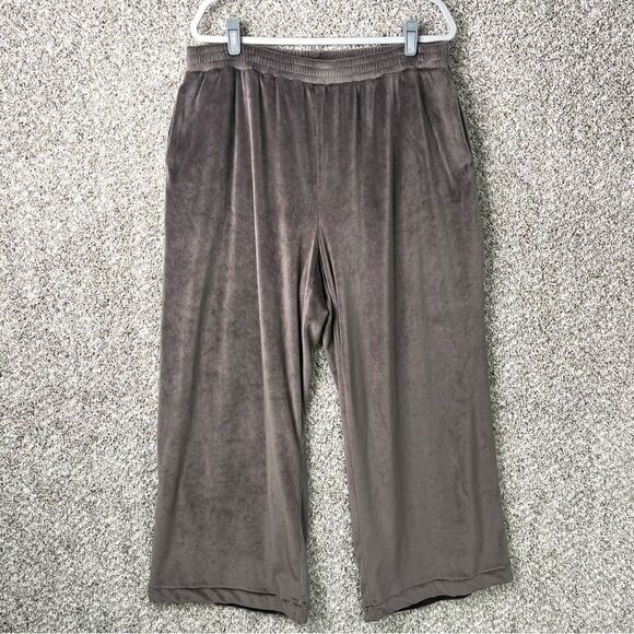 Skims Pants Women’s 2X Light Taupe Brown Velour Wide Leg Plus Size - Picture 2 of 7